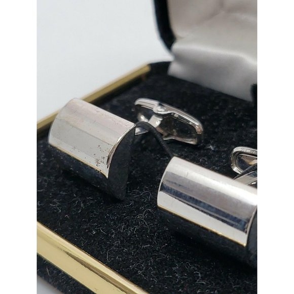 s-l400.jpg Men\'s Pronto Uomo Cufflink Bar Silver Tone NEW